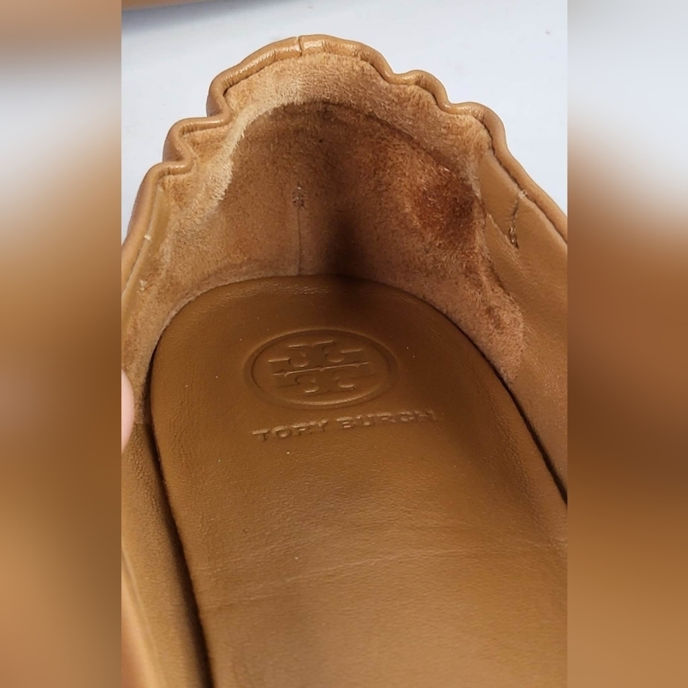 Tory Burch Minnie Royal Tan Leather Travel Ballet Flats‎ Size 8M - Picture 10 of 13